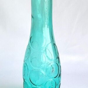 Vintage DPS Circles Bud Vase - Aqua Blue clear 8 1/2” height Bud Vase